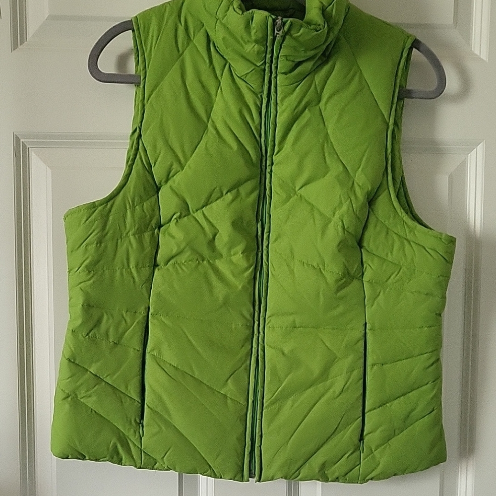 Kenneth Cole Reaction Lime Green Puffer With Zipper Vest Women's Large - Picture 6 of 16